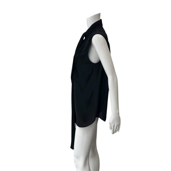 Givenchy Black Pleated Neck Tie Draped Blouse Silk Tank Top size IT 42/6 - Picture 6 of 8